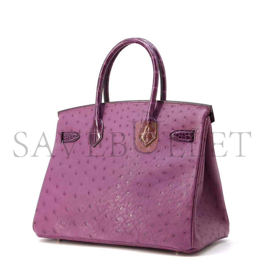 H**mes master birkin 30 ostrich and crocodile leather gold buckle h041933ck6n (30*22*16cm)